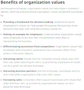 benefits of organization values